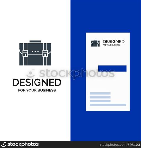 Briefcase, Business, Case, Documents, Marketing, Portfolio, Suitcase Grey Logo Design and Business Card Template