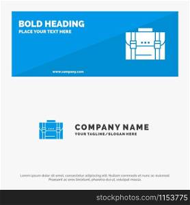 Briefcase, Business, Case, Documents, Marketing, Portfolio, Suitcase SOlid Icon Website Banner and Business Logo Template