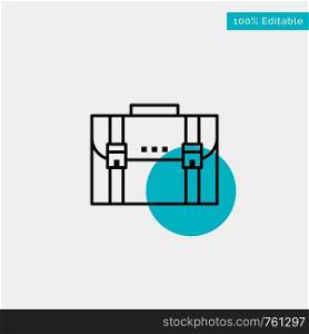 Briefcase, Business, Case, Documents, Marketing, Portfolio, Suitcase turquoise highlight circle point Vector icon