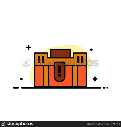 Briefcase, Business, Case, Holding, Portfolio, Suitcase, Travel Business Flat Line Filled Icon Vector Banner Template