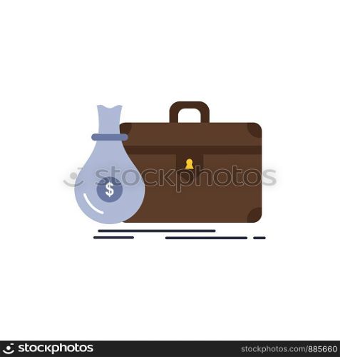 briefcase, business, case, open, portfolio Flat Color Icon Vector