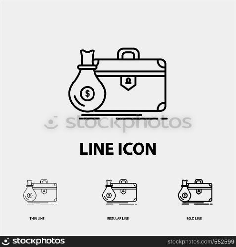 briefcase, business, case, open, portfolio Icon in Thin, Regular and Bold Line Style. Vector illustration. Vector EPS10 Abstract Template background