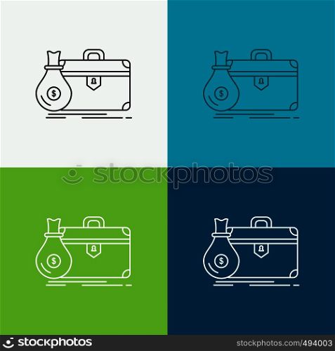 briefcase, business, case, open, portfolio Icon Over Various Background. Line style design, designed for web and app. Eps 10 vector illustration. Vector EPS10 Abstract Template background