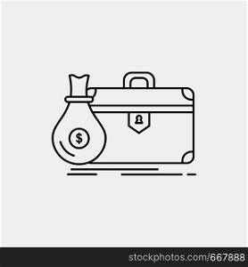 briefcase, business, case, open, portfolio Line Icon. Vector isolated illustration. Vector EPS10 Abstract Template background