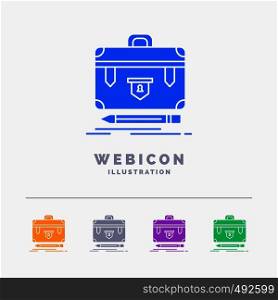briefcase, business, financial, management, portfolio 5 Color Glyph Web Icon Template isolated on white. Vector illustration. Vector EPS10 Abstract Template background