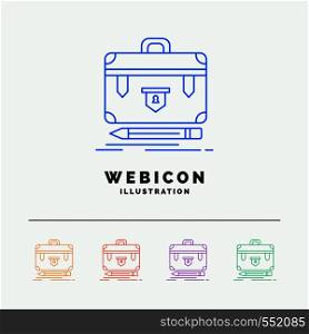 briefcase, business, financial, management, portfolio 5 Color Line Web Icon Template isolated on white. Vector illustration. Vector EPS10 Abstract Template background