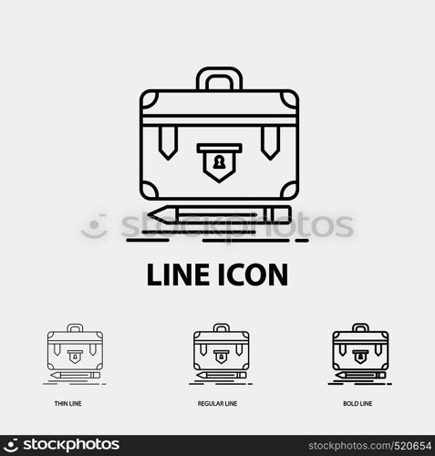 briefcase, business, financial, management, portfolio Icon in Thin, Regular and Bold Line Style. Vector illustration. Vector EPS10 Abstract Template background