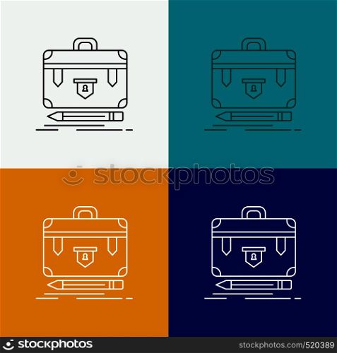 briefcase, business, financial, management, portfolio Icon Over Various Background. Line style design, designed for web and app. Eps 10 vector illustration. Vector EPS10 Abstract Template background