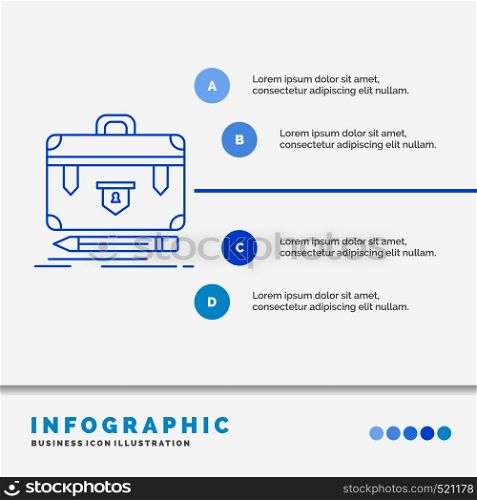 briefcase, business, financial, management, portfolio Infographics Template for Website and Presentation. Line Blue icon infographic style vector illustration. Vector EPS10 Abstract Template background