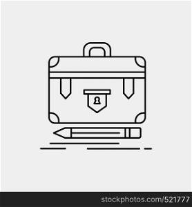 briefcase, business, financial, management, portfolio Line Icon. Vector isolated illustration. Vector EPS10 Abstract Template background