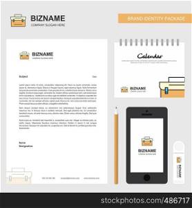 Briefcase Business Letterhead, Calendar 2019 and Mobile app design vector template