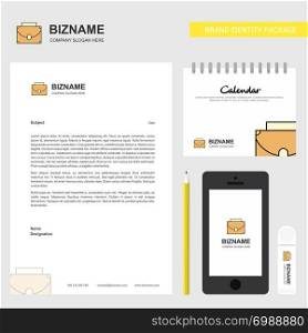 Briefcase Business Letterhead, Calendar 2019 and Mobile app design vector template