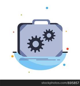 Briefcase, case, production, progress, work Flat Color Icon Vector