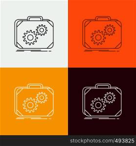 Briefcase, case, production, progress, work Icon Over Various Background. Line style design, designed for web and app. Eps 10 vector illustration. Vector EPS10 Abstract Template background