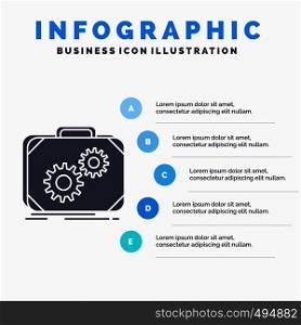 Briefcase, case, production, progress, work Infographics Template for Website and Presentation. GLyph Gray icon with Blue infographic style vector illustration.. Vector EPS10 Abstract Template background