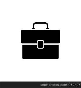 Briefcase. Flat Vector Icon. Simple black symbol on white background. Briefcase Flat Vector Icon
