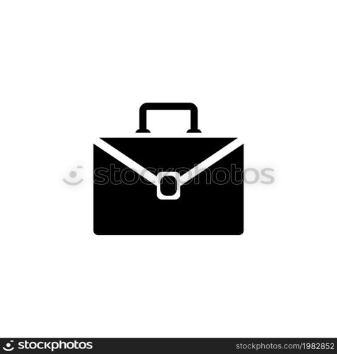 Briefcase. Flat Vector Icon. Simple black symbol on white background. Briefcase Flat Vector Icon