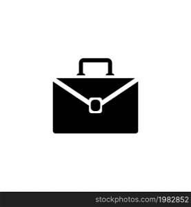 Briefcase. Flat Vector Icon. Simple black symbol on white background. Briefcase Flat Vector Icon