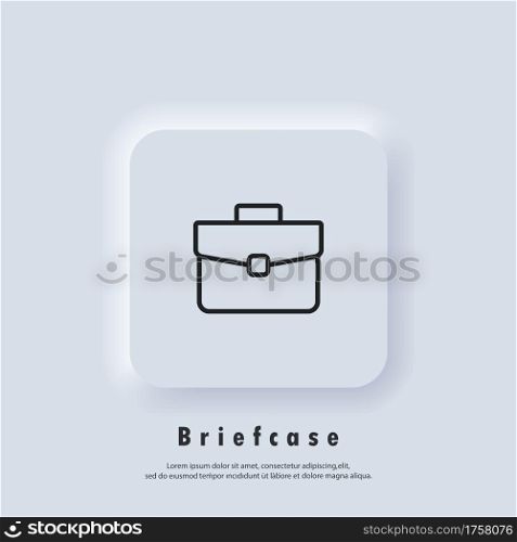 Briefcase icon. Case symbol. Portfolio. Vector. Neumorphic UI UX white user interface web button. Neumorphism