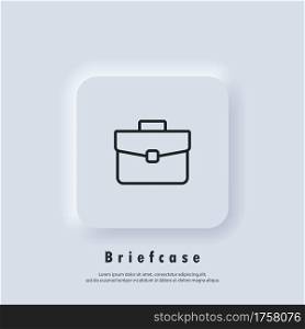 Briefcase icon. Case symbol. Portfolio. Vector. Neumorphic UI UX white user interface web button. Neumorphism