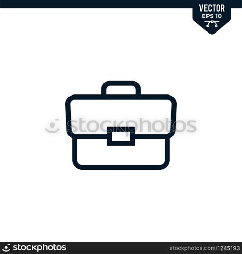 Briefcase icon collection in outlined or line art style, editable stroke vector