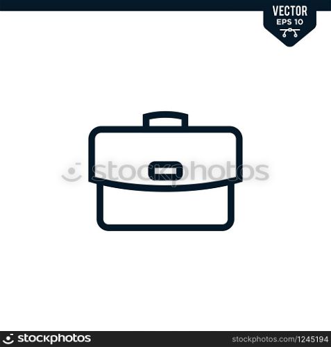 Briefcase icon collection in outlined or line art style, editable stroke vector