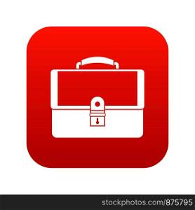 Briefcase icon digital red for any design isolated on white vector illustration. Briefcase icon digital red
