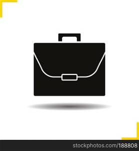 Briefcase icon. Drop shadow portfolio silhouette symbol. Negative space. Vector isolated illustration. Briefcase icon