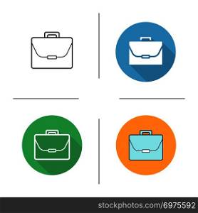 Briefcase icon. Flat design, linear and color styles. Laptop bag. Portfolio. Isolated vector illustrations. Briefcase icon