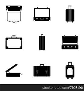Briefcase icon set. Simple set of 9 briefcase vector icons for web design on white background. Briefcase icon set, simple style