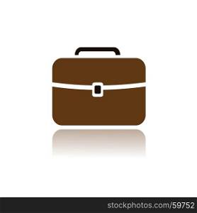 Briefcase icon with color and reflection on white background