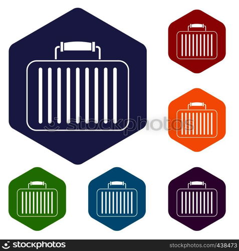 Briefcase icons set hexagon isolated vector illustration. Briefcase icons set hexagon