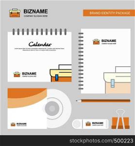 Briefcase Logo, Calendar Template, CD Cover, Diary and USB Brand Stationary Package Design Vector Template