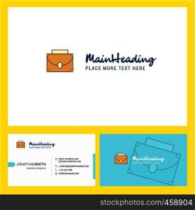Briefcase Logo design with Tagline & Front and Back Busienss Card Template. Vector Creative Design