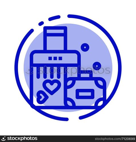 Briefcase, Love, Heart, Wedding Blue Dotted Line Line Icon