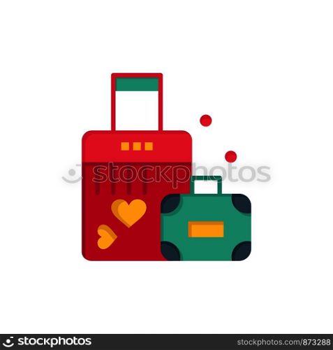 Briefcase, Love, Heart, Wedding Flat Color Icon. Vector icon banner Template