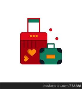 Briefcase, Love, Heart, Wedding Flat Color Icon. Vector icon banner Template