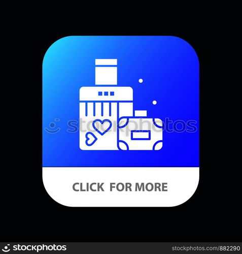Briefcase, Love, Heart, Wedding Mobile App Button. Android and IOS Glyph Version