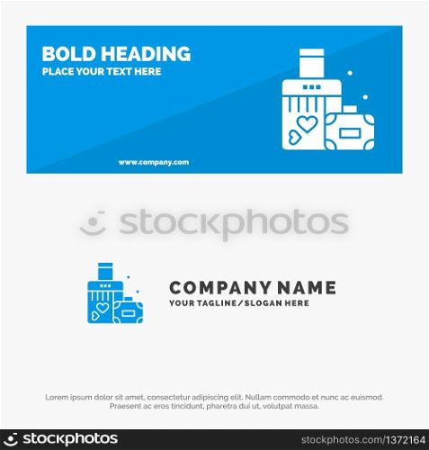 Briefcase, Love, Heart, Wedding SOlid Icon Website Banner and Business Logo Template