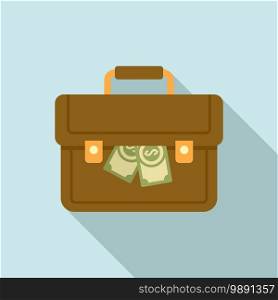 Briefcase money bribery icon. Flat illustration of briefcase money bribery vector icon for web design. Briefcase money bribery icon, flat style