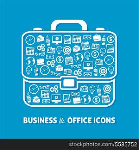 Briefcase office business concept of clock coffee money globe icons vector illustration