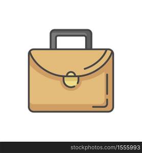 Briefcase RGB color icon. School bag. Professional woman suitcase. Man leather bag for office. Businessman luggage for documents. Baggage with lock and handle. Isolated vector illustration. Briefcase RGB color icon