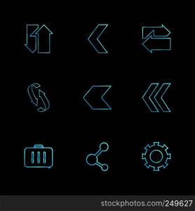 briefcase , share , setting, gear , reset , arrows , directions , left , right , pointer , download , upload , up , down , play , pause , foword , rewind , icon, vector, design, flat, collection, style, creative, icons