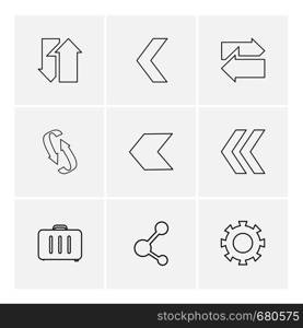 briefcase , share , setting, gear , reset , arrows , directions , left , right , pointer , download , upload , up , down , play , pause , foword , rewind , icon, vector, design, flat, collection, style, creative, icons