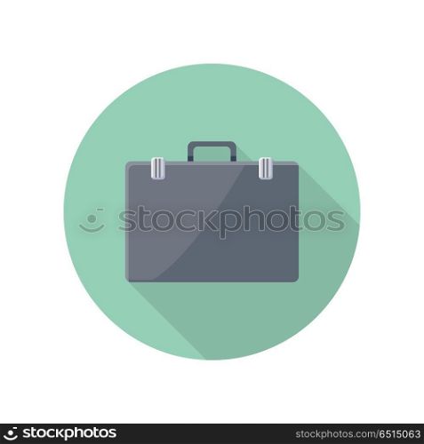 Briefcase vector icon in flat style. Business accessory, career concept. Illustration for application button pictograms, infogpaphics elements, logo, web page design. Isolated on white background. Briefcase Vector Icon in Flat Style Design. Briefcase Vector Icon in Flat Style Design