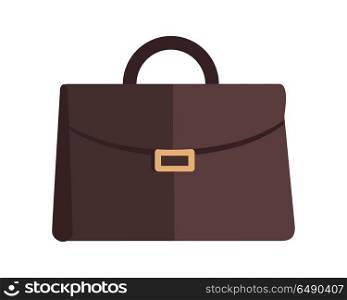 Briefcase vector illustration in flat style. Business equipment and attribute. Classic brown leather bag with lock. For travel concepts, bags stores ad, icons logo, web design. Isolated on white . Briefcase Vector Illustration in Flat Design. . Briefcase Vector Illustration in Flat Design.