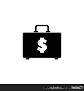 Briefcase with Dollar, Money Suitcase. Flat Vector Icon illustration. Simple black symbol on white background. Briefcase with Dollar, Money Suitcase sign design template for web and mobile UI element. Briefcase with Dollar, Money Suitcase. Flat Vector Icon illustration. Simple black symbol on white background. Briefcase with Dollar, Money Suitcase sign design template for web and mobile UI element.