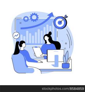 Briefing with a client isolated cartoon vector illustrations. Marketing agency worker talking with client, discussing brand promotion, professional advertising service vector cartoon.. Briefing with a client isolated cartoon vector illustrations.