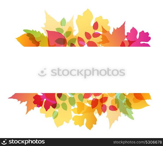Bright abstract autumn background with falling oak and maple leaves