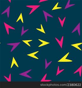 Bright arrows on a dark background. Vector seamless pattern. For fabric, baby clothes, background, textile, wrapping paper and other decoration.